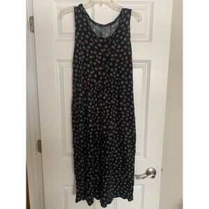Gundrun Sjödén Women's Black Sleeveless Dress With Tan Floral Pattern Size Small